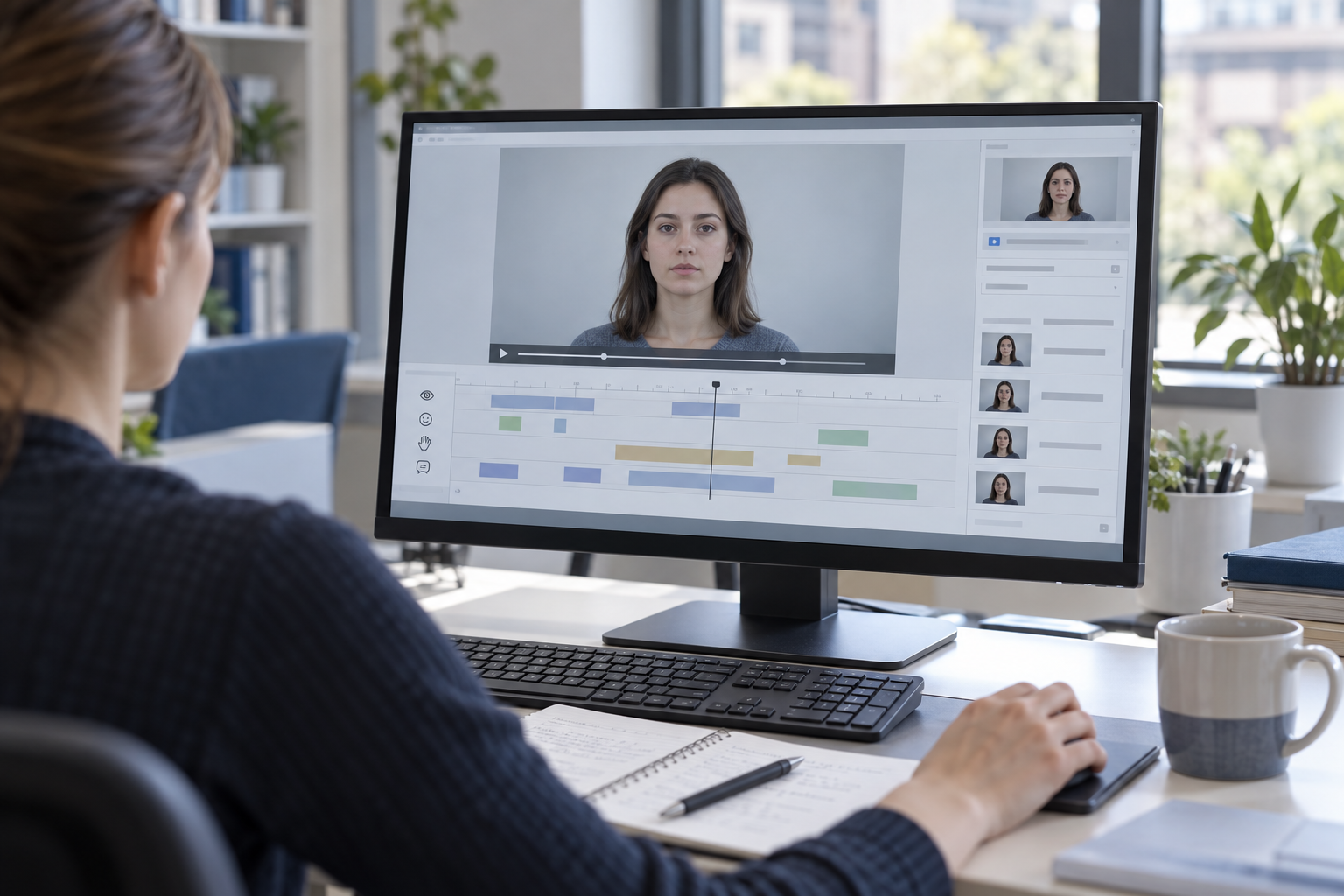 Illustratives Motiv: Arbeitsplatz zur Analyse von Videoaufnahmen